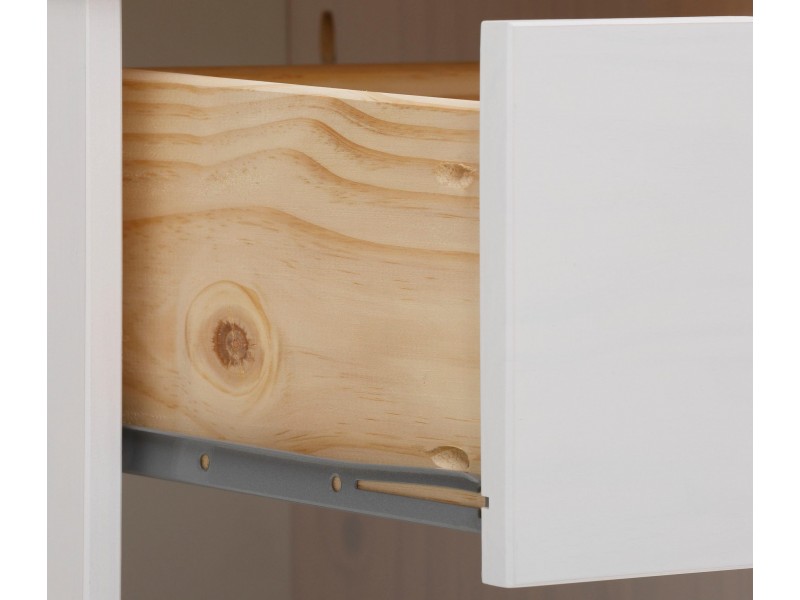 cômoda de madeira maciça com 5 gavetas na cor branca / docstock